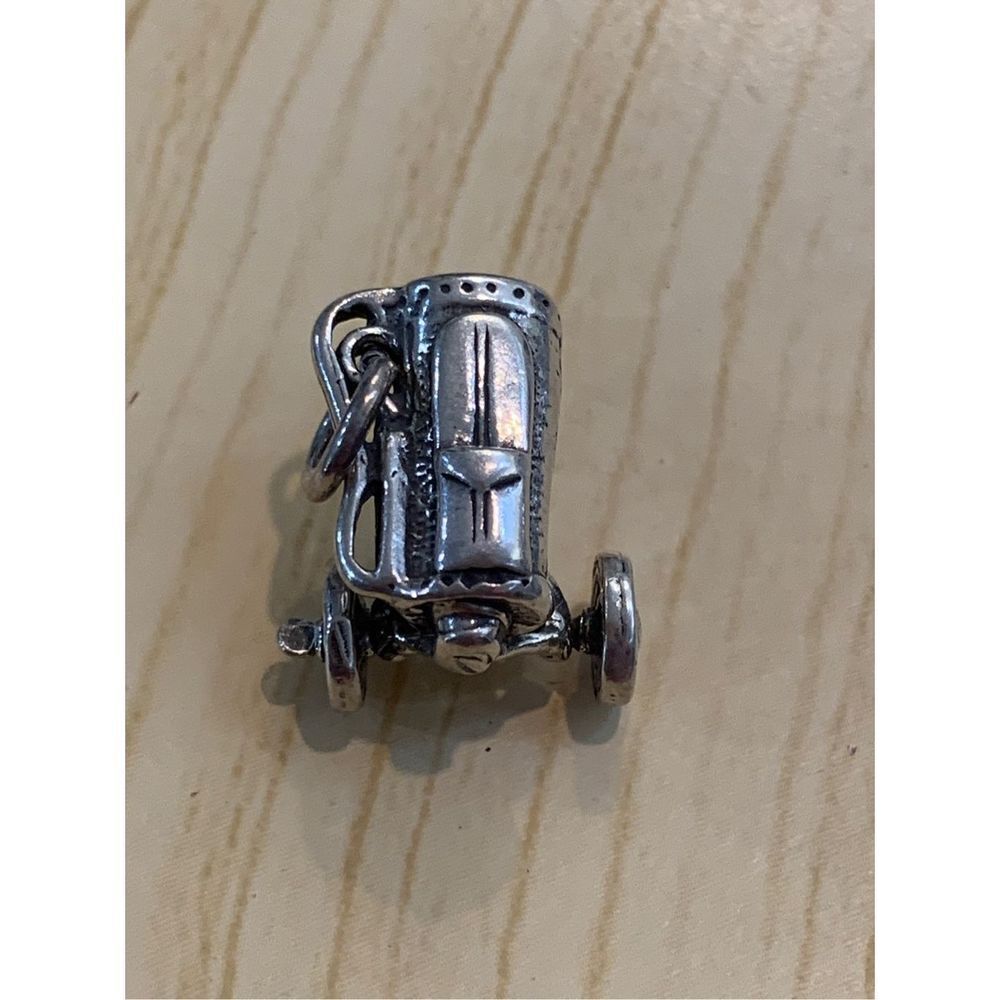 Golf Bag on Wheels Sterling Silver Jewelry Charm #golf #golf game